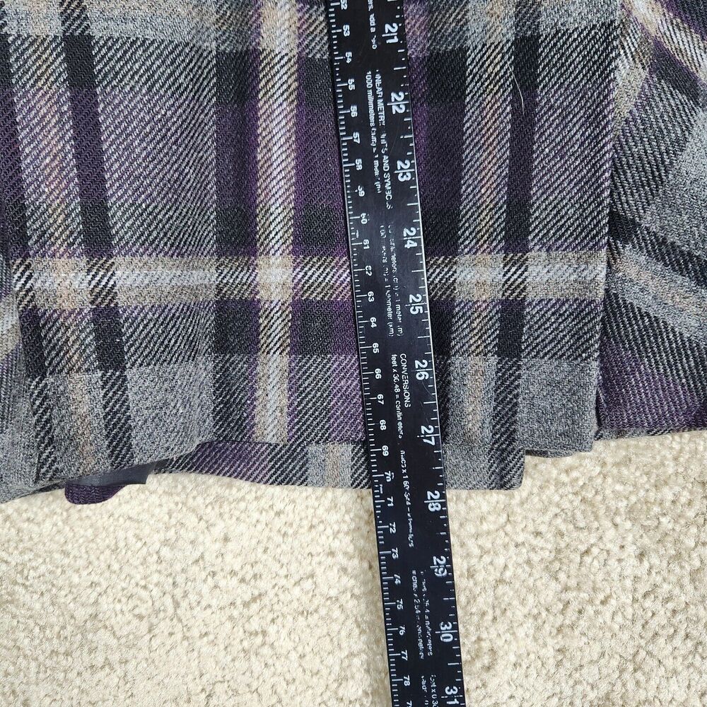 Moda International Vintage Peacoat Womens Small Gray Purple Tartan Plaid Wool - Picture 7 of 9